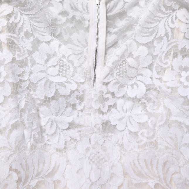 Dolce & Gabbana White Cotton Floral Lace Long Gown Dress