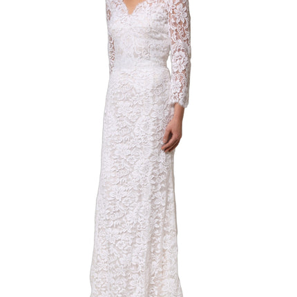 Dolce & Gabbana White Cotton Floral Lace Long Gown Dress