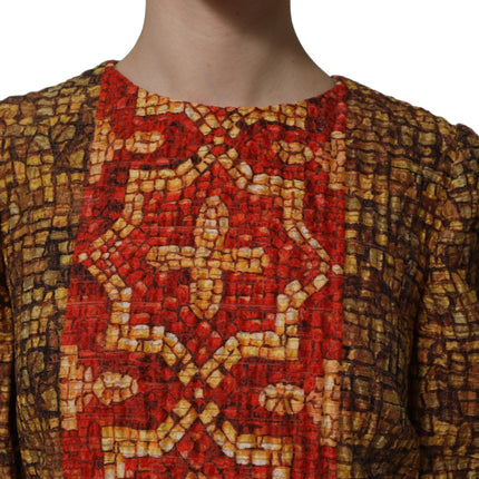 Dolce & Gabbana Multicolor Mosaic Long Sleeves Mini Dress