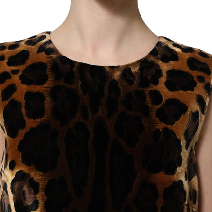 Dolce & Gabbana Brown Leopard Sleeveless Sheath Mini Dress