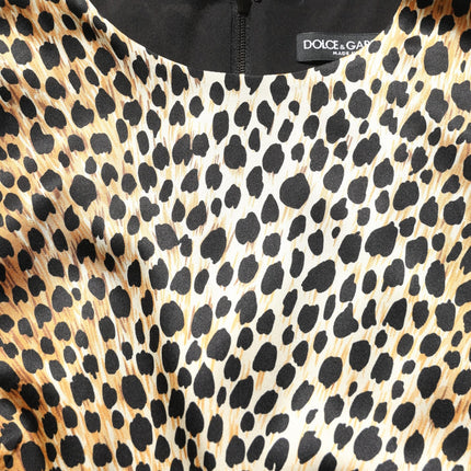 Dolce & Gabbana Brown Ocelot Print Long Sleeve Mini Dress