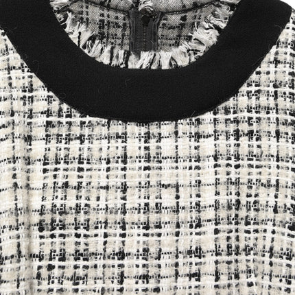 Dolce & Gabbana Multicolor Bouclé Tweed Frayed Trim Midi Dress