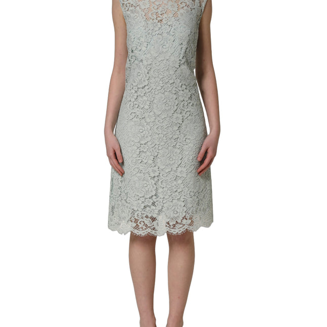 Dolce & Gabbana Mint Green Lace Sleeveless Knee Length Dress