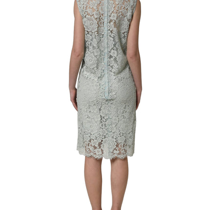 Dolce & Gabbana Mint Green Lace Sleeveless Knee Length Dress