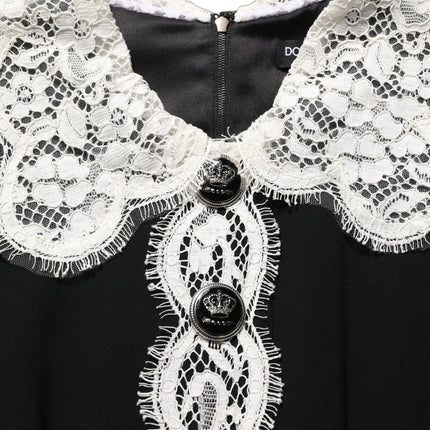 Dolce & Gabbana Black Lace Detailing Long Sleeves Midi Dress