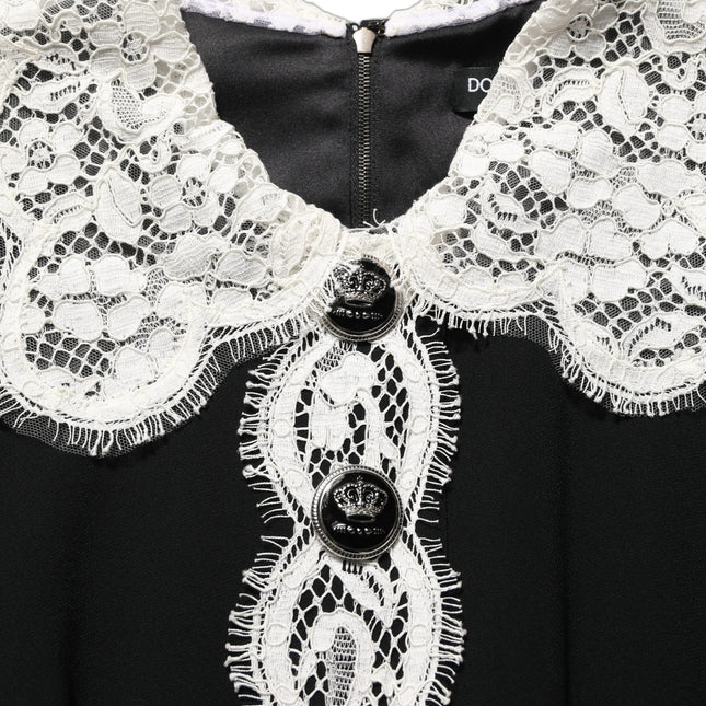 Dolce & Gabbana Black Lace Detailing Long Sleeves Midi Dress