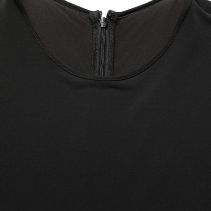 Dolce & Gabbana Black Cotton Long Sleeves Sheath Maxi Dress