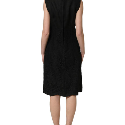 Dolce & Gabbana Black Floral Lace Sleeveless Shift Dress