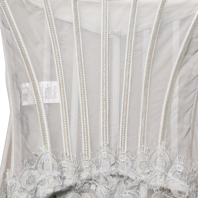 Dolce & Gabbana Gray Lace Corset Style Bodice Maxi Dress