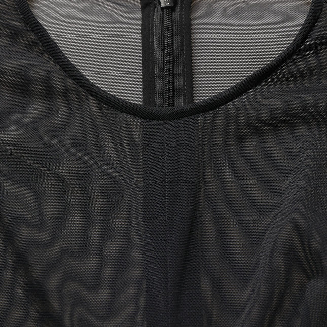Dolce & Gabbana Black Long Sleeve Sheer Fitted Maxi Dress