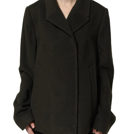 Dolce & Gabbana Dark Green Double Breasted Peacoat Jacket