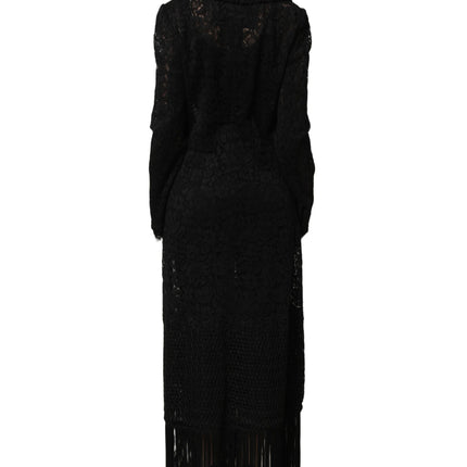 Dolce & Gabbana Black Embellished Guipure Lace Coat Jacket