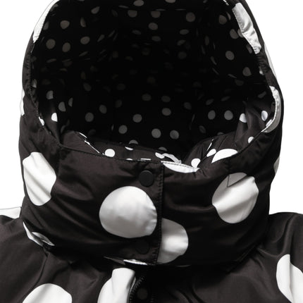 Dolce & Gabbana Black White Polka Dot Hooded Blouson Jacket