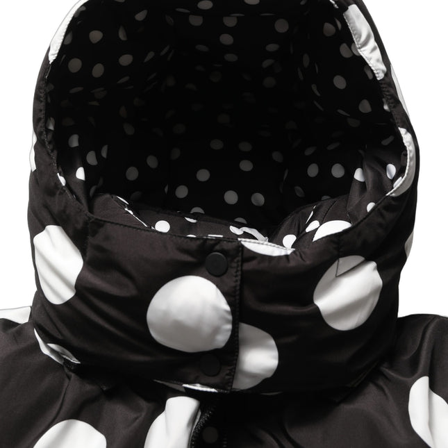 Dolce & Gabbana Black White Polka Dot Hooded Blouson Jacket