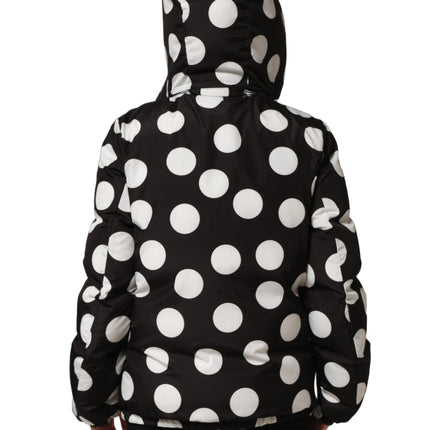 Dolce & Gabbana Black White Polka Dot Hooded Blouson Jacket