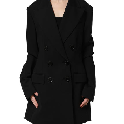 Dolce & Gabbana Black Double Breasted Crepe Blazer Jacket