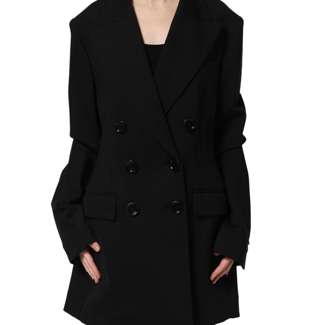Dolce & Gabbana Black Double Breasted Crepe Blazer Jacket