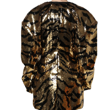 Dolce & Gabbana Black Gold Sequin Tiger Stripe Blazer Jacket