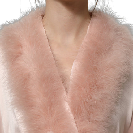Dolce & Gabbana Light Pink Silk Turkey Feather Robe Jacket