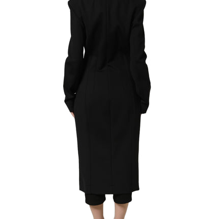 Dolce & Gabbana Black Nylon Double Breasted Coat Jacket