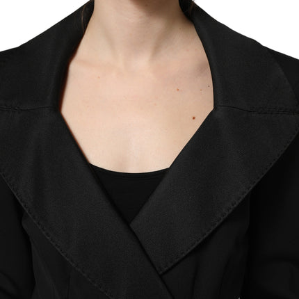Dolce & Gabbana Black Nylon Double Breasted Coat Jacket
