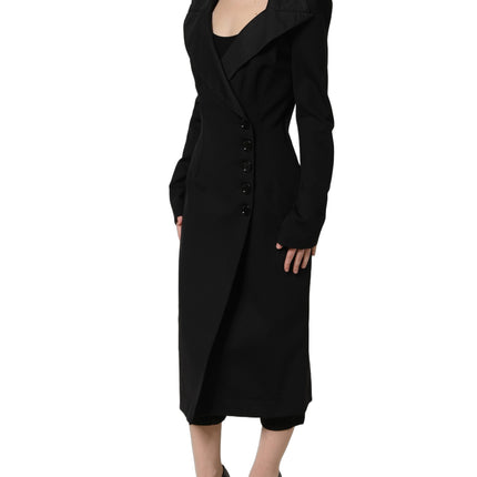 Dolce & Gabbana Black Nylon Double Breasted Coat Jacket