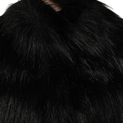 Dolce & Gabbana Black Acrylic Faux Fur Sleeveless Vest Jacket