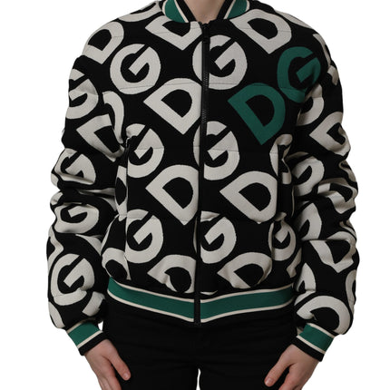 Dolce & Gabbana Multicolor Logo Full Zip Bomber Jacket