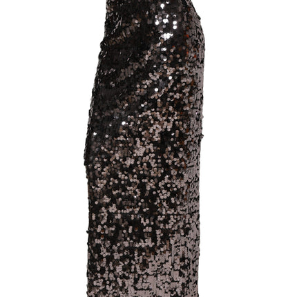 Dolce & Gabbana Brown Sequinned Embellished PencilCut Skirt