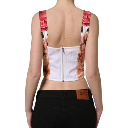 Dolce & Gabbana Multicolor Floral Cropped Bustier Tank Top