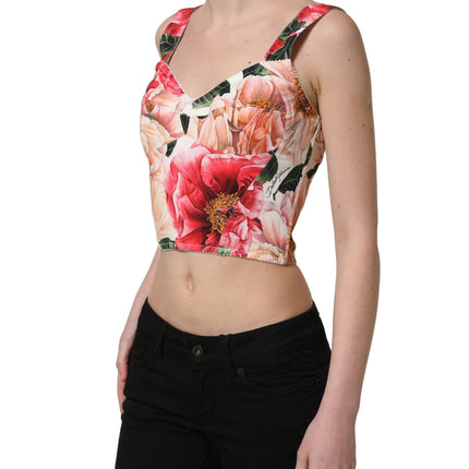 Dolce & Gabbana Multicolor Floral Cropped Bustier Tank Top
