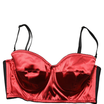 Dolce & Gabbana Red Polyester Satin Bustier Cropped Tank Top