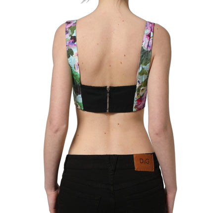Dolce & Gabbana Multicolor Floral Cropped Bustier Tank Top