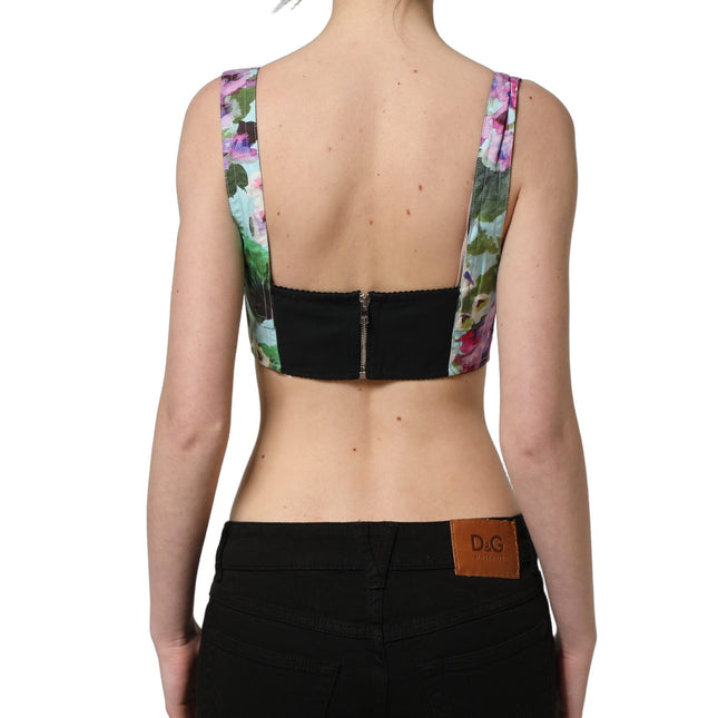 Dolce & Gabbana Multicolor Floral Cropped Bustier Tank Top