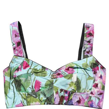 Dolce & Gabbana Multicolor Floral Cropped Bustier Tank Top