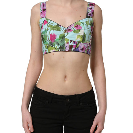 Dolce & Gabbana Multicolor Floral Cropped Bustier Tank Top