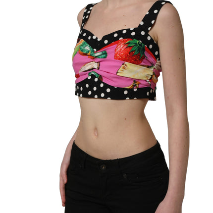 Dolce & Gabbana Multicolor Silk Cropped Bustier Corset Top