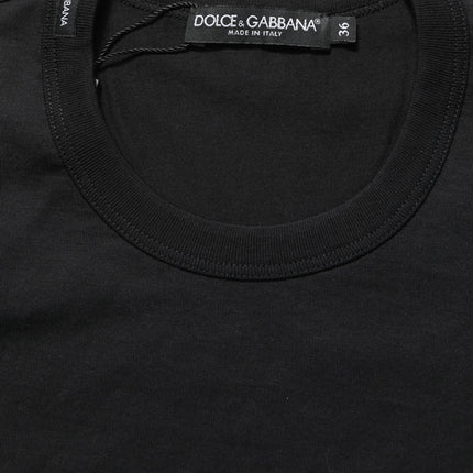 Dolce & Gabbana Black Cotton Short Sleeves Crew Neck T-shirt