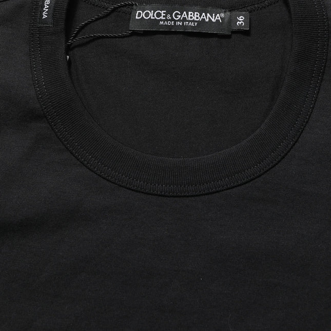 Dolce & Gabbana Black Cotton Short Sleeves Crew Neck T-shirt