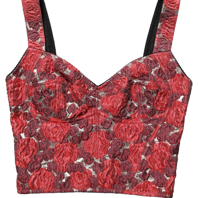 Dolce & Gabbana Multicolor Floral Cropped Bustier Tank Top