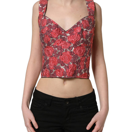 Dolce & Gabbana Multicolor Floral Cropped Bustier Tank Top