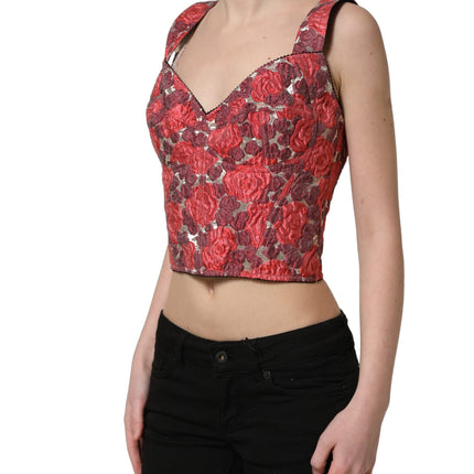 Dolce & Gabbana Multicolor Floral Cropped Bustier Tank Top