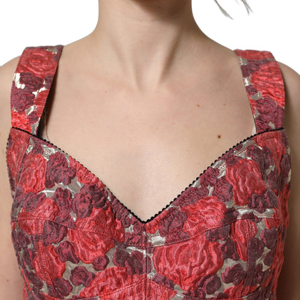 Dolce & Gabbana Multicolor Floral Cropped Bustier Tank Top