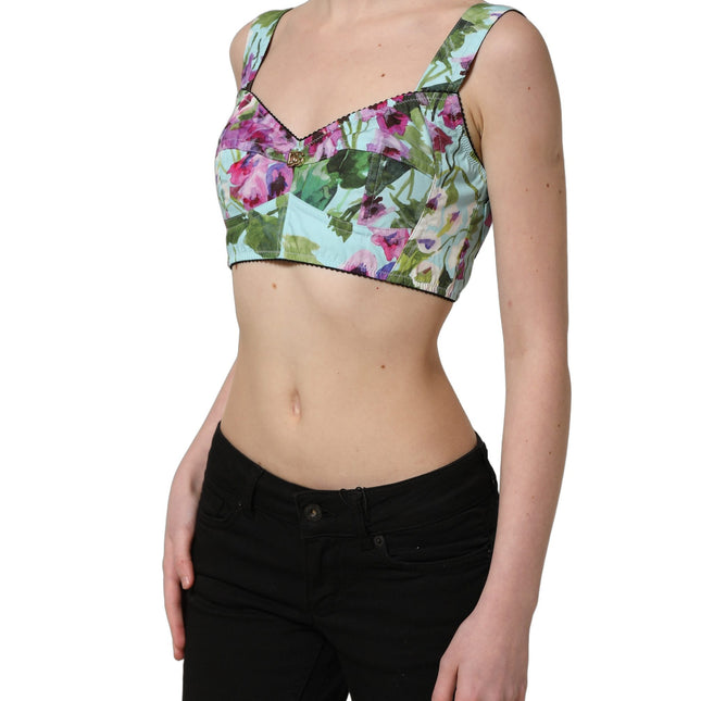 Dolce & Gabbana Multicolor Floral Cropped Bustier Tank Top