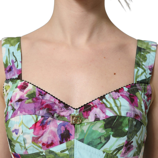 Dolce & Gabbana Multicolor Floral Cropped Bustier Tank Top
