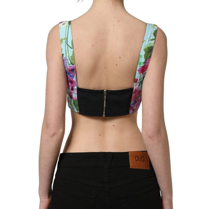 Dolce & Gabbana Multicolor Floral Cropped Bustier Tank Top