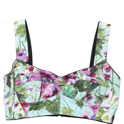 Dolce & Gabbana Multicolor Floral Cropped Bustier Tank Top