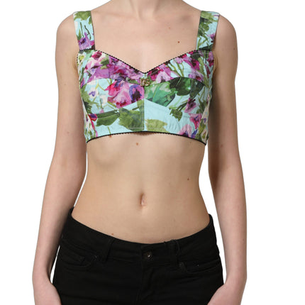 Dolce & Gabbana Multicolor Floral Cropped Bustier Tank Top