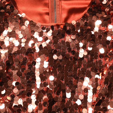 Dolce & Gabbana Red Sequined Long Sleeves Crop Blouse Top