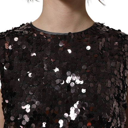 Dolce & Gabbana Purple Sequined Sleeveless Cropped Tank Top